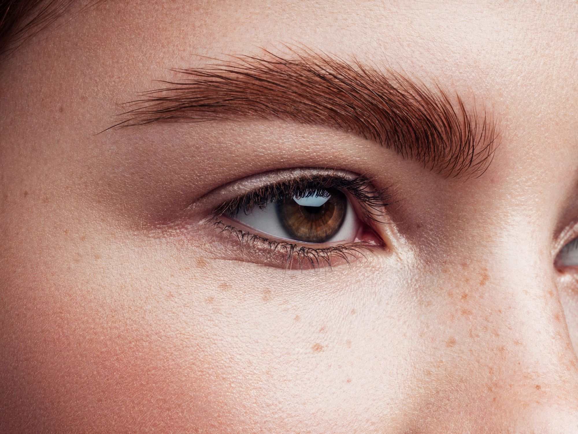 Close-up of a client with polished brows
