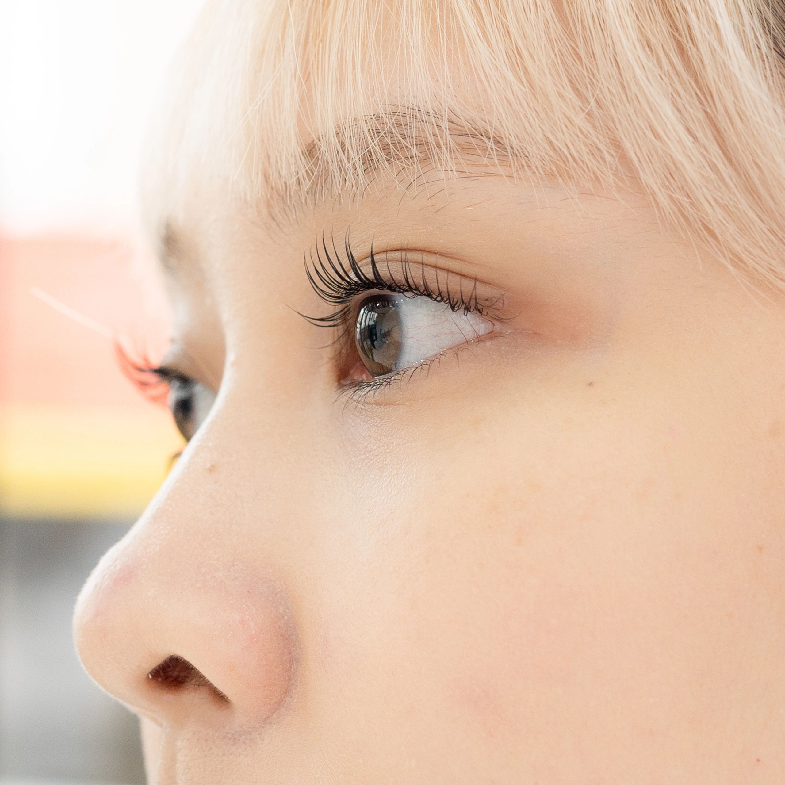 Lash extension application close-up