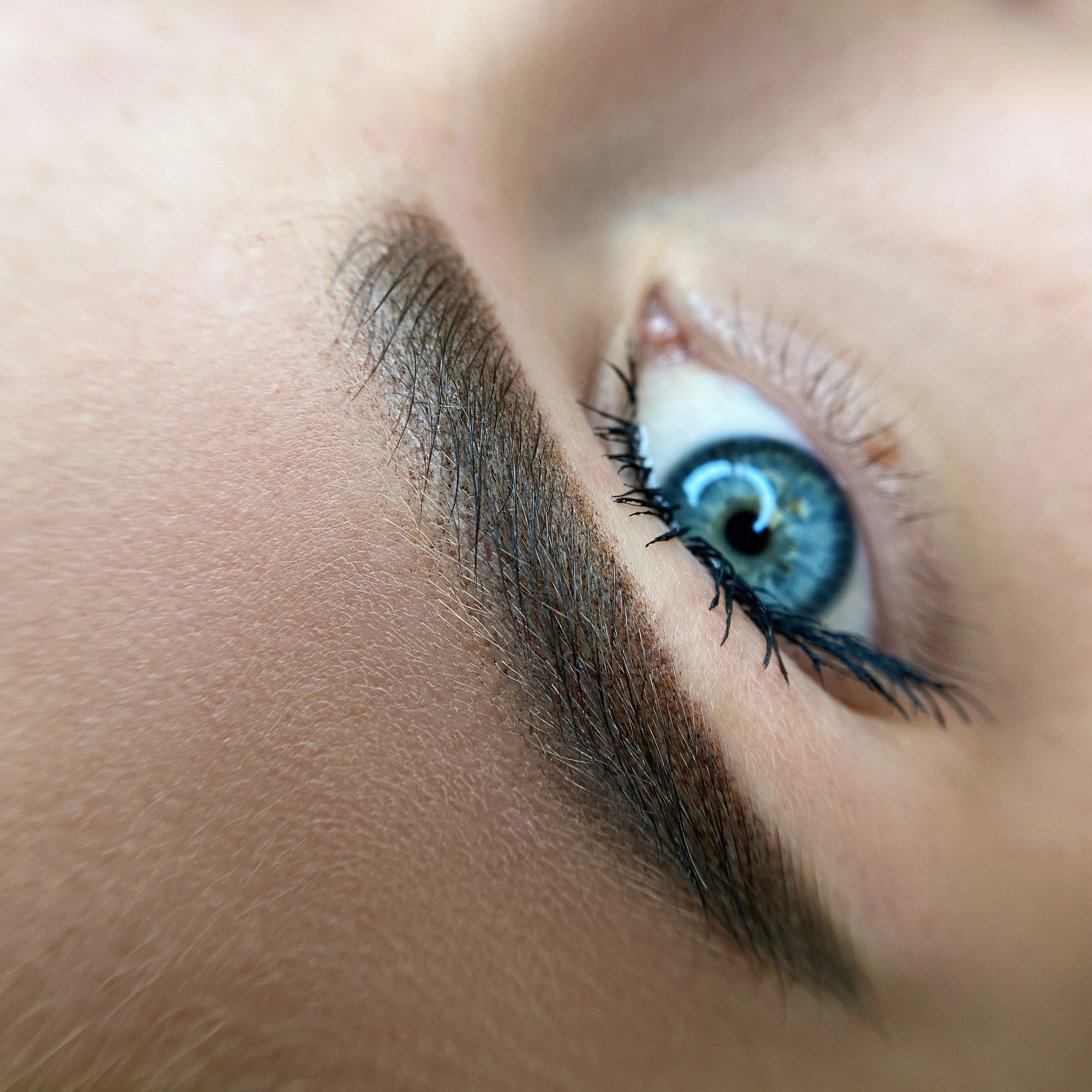 Close-up of natural-looking brow work