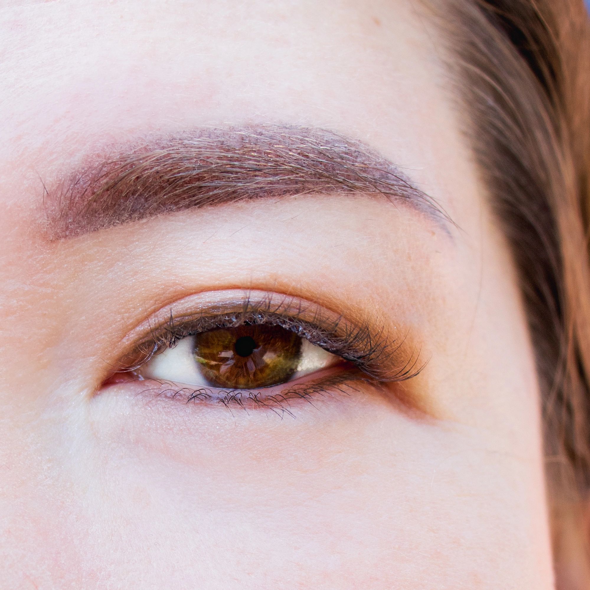 Natural brow and eye detail close-up